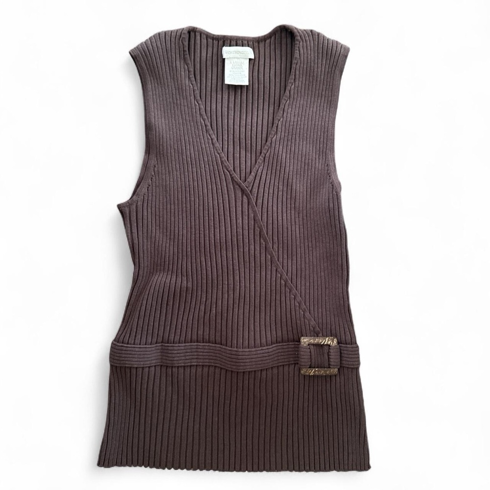 Worthington Chocolate Ribbed Knit Vest